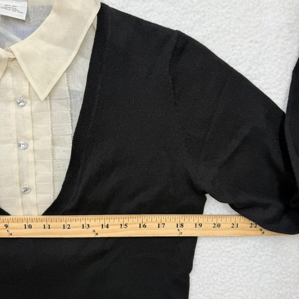 Perfect Carson‎ Kressley Sweater Blouse Insert Silk Cashmere Office Womens M